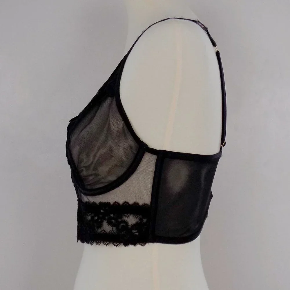 2 items! brand new! bra panty set velvet trim luxe embroidered flower